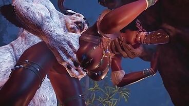 Monsters fuck black woman with huge boobs from both sides